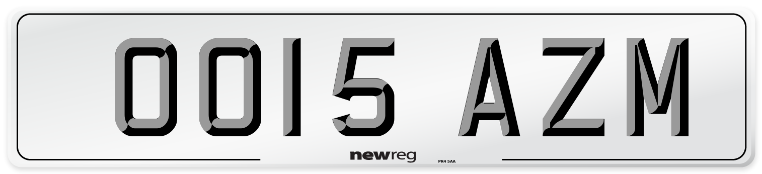 OO15 AZM Number Plate from New Reg